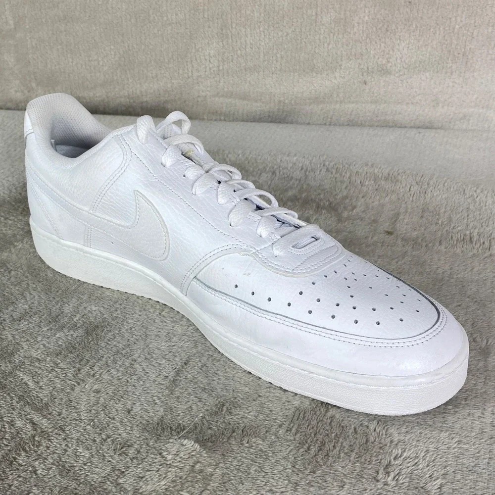 Nike Court Vision Mens Sneakers Shoes Size 13 Triple White Leather NEW